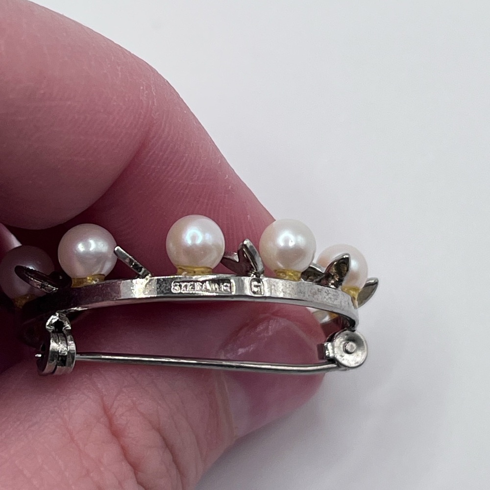 SOLD- do not buy Vintage Sterling silver and pearl brooch - Picture 3 of 7